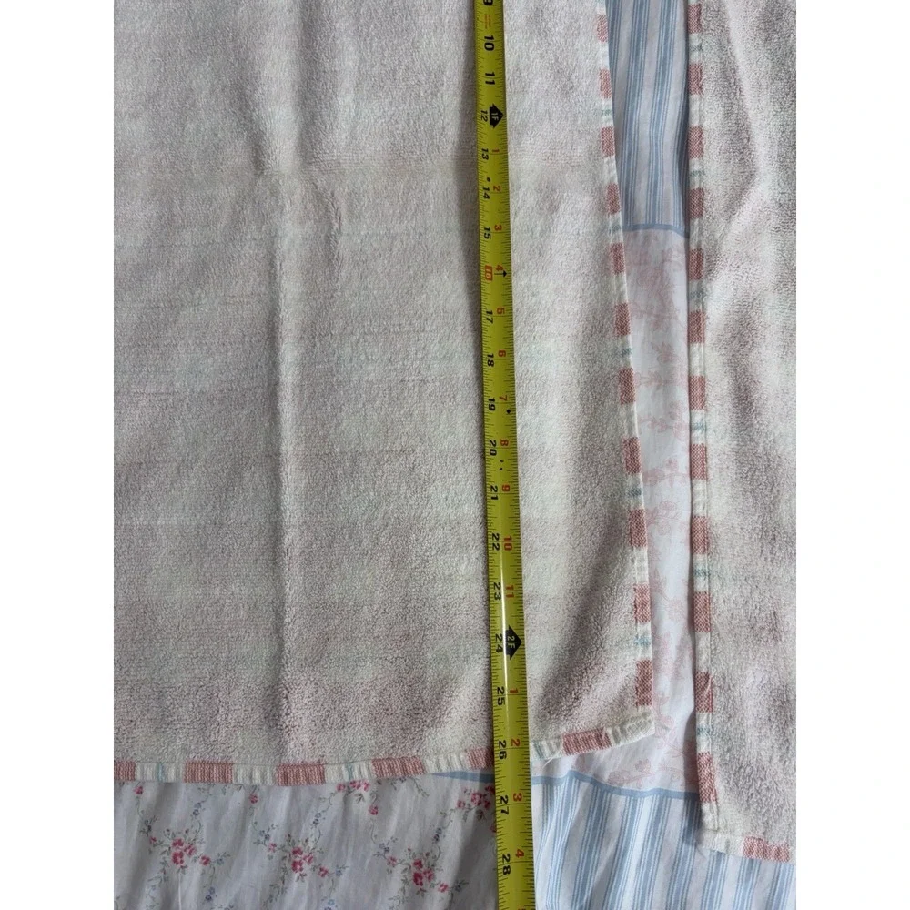 Vintage Cannon 2 Dish Towels Salmon Pink Blue Plaid Stripe 16x26